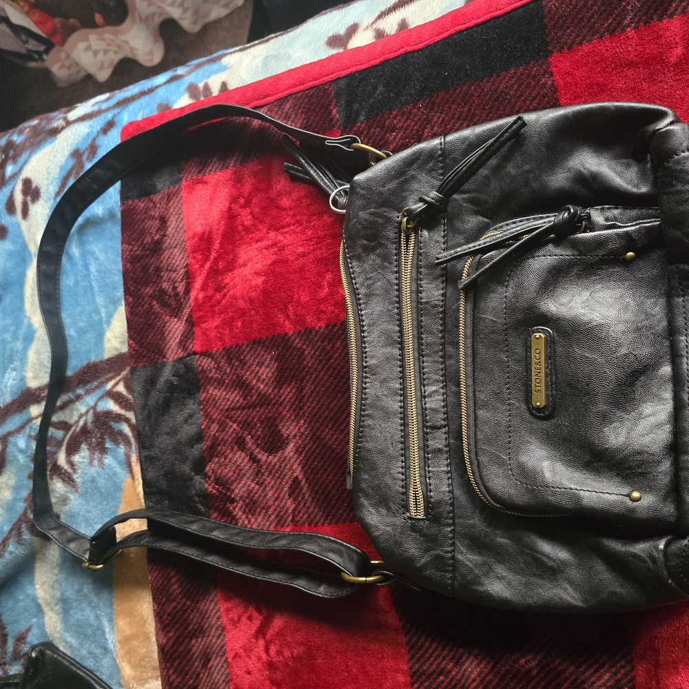 Stone & Co Black Crossbody Bag with Textured Finish